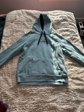 Hollister Men's Crewneck Hoodie in Light Teal